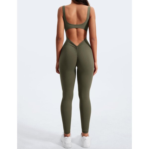 YEOREO Overol sin mangas para mujer, sexy, sin espalda, para gimnasio, bodycon, Lizvette, espalda en V, fruncido, overol - Image 62