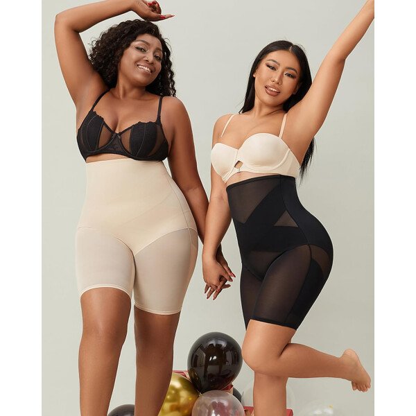 MOVWIN Fajas moldeadoras de cintura alta para mujer, con levantamiento de glúteos, pantalones cortos moldeadores de cuerpo más delgados para el muslo - Image 4