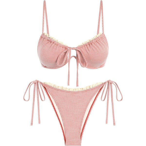 ZAFUL Conjunto de bikini de corte alto para mujer, traje de baño sexy de dos piezas con aros, traje de baño brasileño atrevido recortado lindo traje de baño - Imagen 59