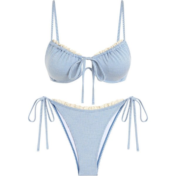 ZAFUL Conjunto de bikini de corte alto para mujer, traje de baño sexy de dos piezas con aros, traje de baño brasileño atrevido recortado lindo traje de baño - Imagen 89