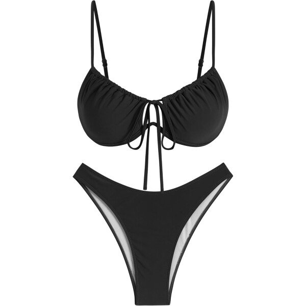 ZAFUL Conjunto de bikini de corte alto para mujer, traje de baño sexy de dos piezas con aros, traje de baño brasileño atrevido recortado lindo traje de baño - Imagen 99