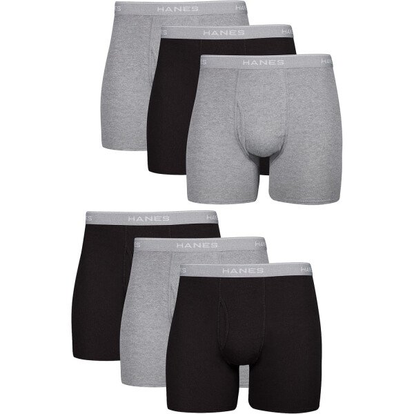 Hanes Calzoncillos tipo bóxer para hombre, ropa interior de algodón suave y transpirable con cintura ComfortFlex, paquete múltiple