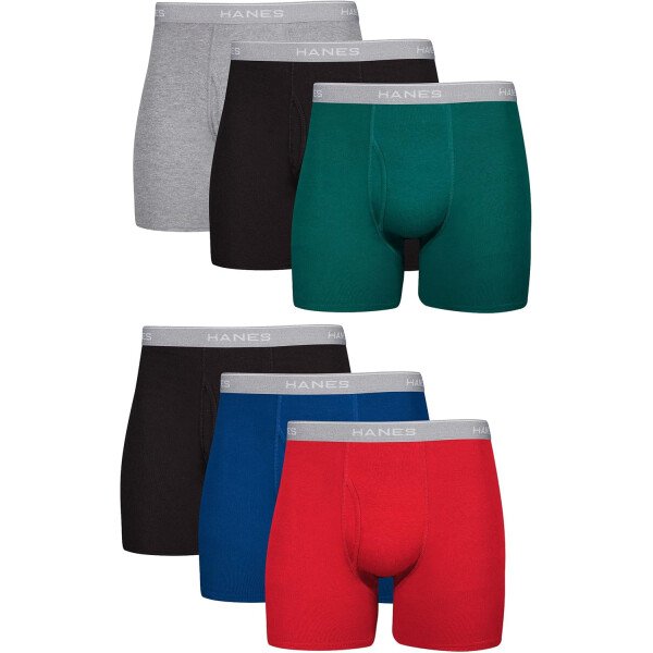 Hanes Calzoncillos tipo bóxer para hombre, ropa interior de algodón suave y transpirable con cintura ComfortFlex, paquete múltiple - Image 2
