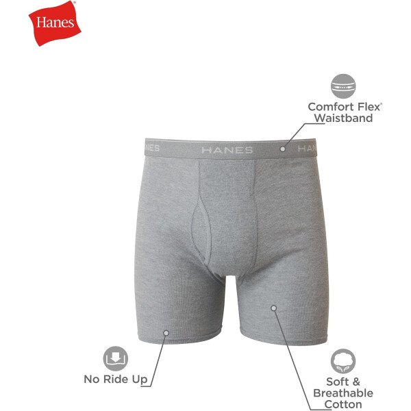 Hanes Calzoncillos tipo bóxer para hombre, ropa interior de algodón suave y transpirable con cintura ComfortFlex, paquete múltiple - Image 11