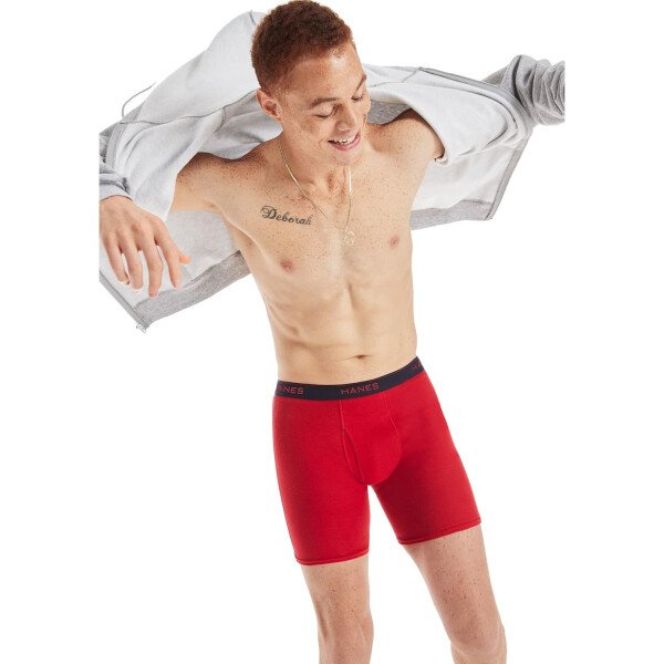 Hanes Calzoncillos tipo bóxer para hombre, ropa interior de algodón suave y transpirable con cintura ComfortFlex, paquete múltiple - Image 18