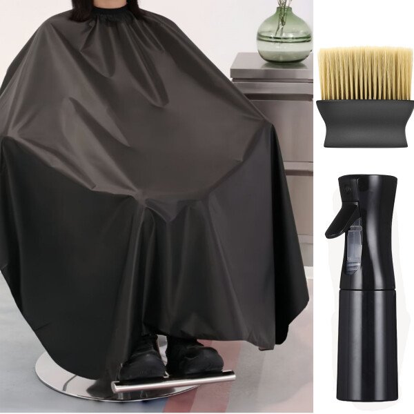 Juego de Herramientas de peluquería, capa de corte de pelo negro, barredora de cuello, peine de estilo de pelo de peluquero - Image 7