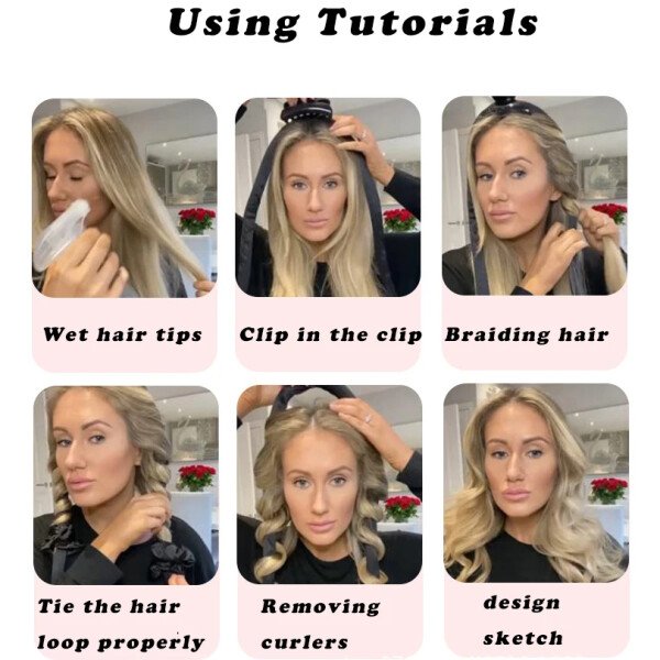 Productos para el cabello, varilla rizadora sin calor, diadema sin calor, cinta para rizos de seda, rodillos para el cabello, diadema suave para dormir, accesorios para el cabello perezoso - Image 6