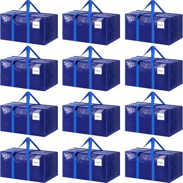 Paquete de 6 bolsas de mudanza grandes extra resistentes con cremallera fuerte y asas cómodas, bolsas de almacenamiento de ropa resistentes y duraderas, cajas de mudanza azules para suministros - Imagen 8