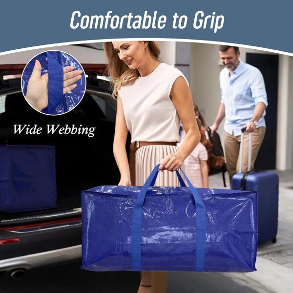 Paquete de 6 bolsas de mudanza grandes extra resistentes con cremallera fuerte y asas cómodas, bolsas de almacenamiento de ropa resistentes y duraderas, cajas de mudanza azules para suministros - Imagen 13
