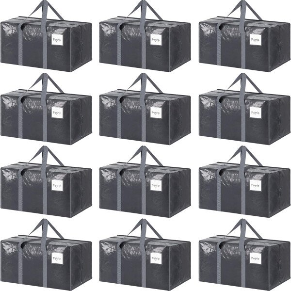 Paquete de 6 bolsas de mudanza grandes extra resistentes con cremallera fuerte y asas cómodas, bolsas de almacenamiento de ropa resistentes y duraderas, cajas de mudanza azules para suministros - Imagen 15