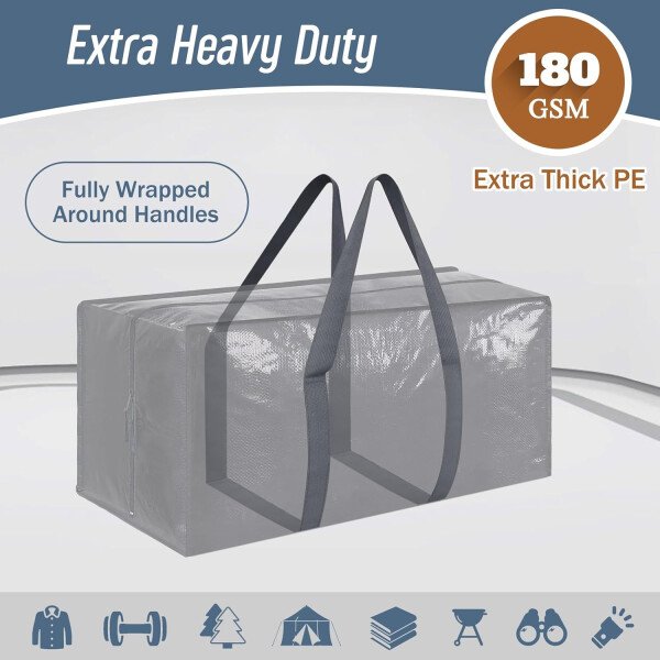 Paquete de 6 bolsas de mudanza grandes extra resistentes con cremallera fuerte y asas cómodas, bolsas de almacenamiento de ropa resistentes y duraderas, cajas de mudanza azules para suministros - Imagen 16