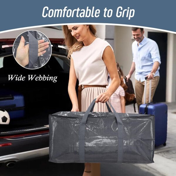 Paquete de 6 bolsas de mudanza grandes extra resistentes con cremallera fuerte y asas cómodas, bolsas de almacenamiento de ropa resistentes y duraderas, cajas de mudanza azules para suministros - Imagen 20