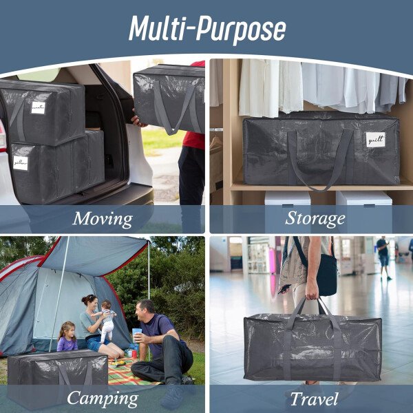 Paquete de 6 bolsas de mudanza grandes extra resistentes con cremallera fuerte y asas cómodas, bolsas de almacenamiento de ropa resistentes y duraderas, cajas de mudanza azules para suministros - Imagen 21
