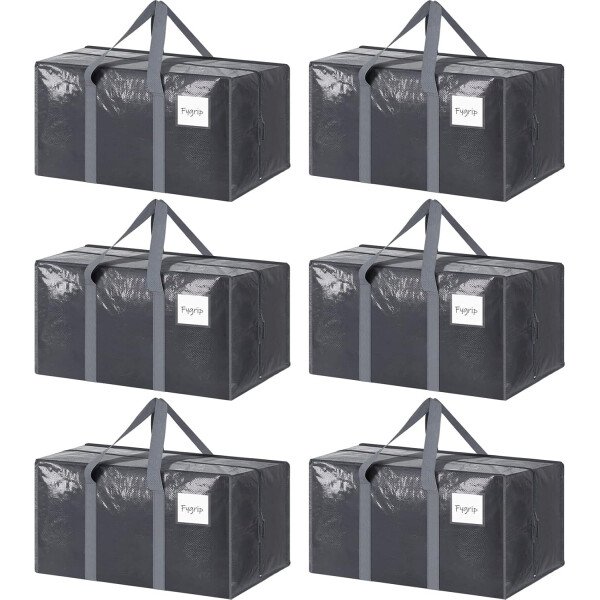 Paquete de 6 bolsas de mudanza grandes extra resistentes con cremallera fuerte y asas cómodas, bolsas de almacenamiento de ropa resistentes y duraderas, cajas de mudanza azules para suministros - Imagen 22