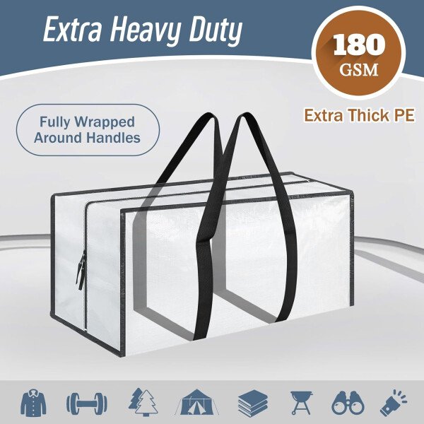 Paquete de 6 bolsas de mudanza grandes extra resistentes con cremallera fuerte y asas cómodas, bolsas de almacenamiento de ropa resistentes y duraderas, cajas de mudanza azules para suministros - Imagen 24