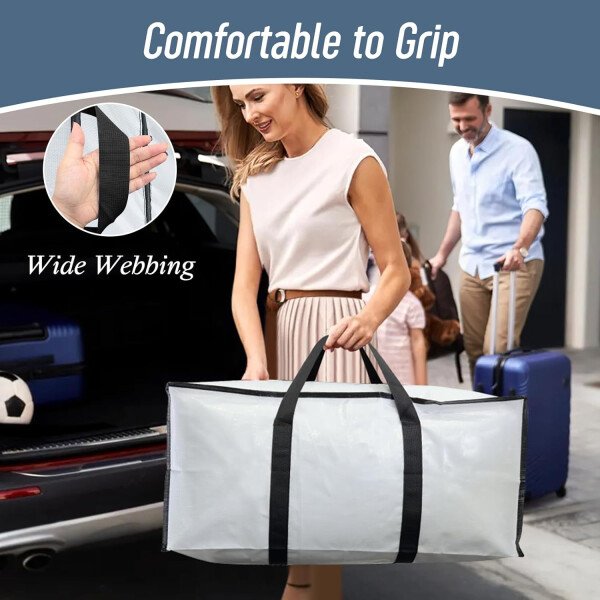 Paquete de 6 bolsas de mudanza grandes extra resistentes con cremallera fuerte y asas cómodas, bolsas de almacenamiento de ropa resistentes y duraderas, cajas de mudanza azules para suministros - Imagen 28