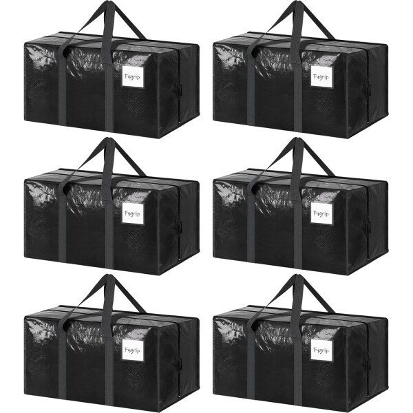 Paquete de 6 bolsas de mudanza grandes extra resistentes con cremallera fuerte y asas cómodas, bolsas de almacenamiento de ropa resistentes y duraderas, cajas de mudanza azules para suministros - Imagen 30