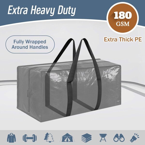Paquete de 6 bolsas de mudanza grandes extra resistentes con cremallera fuerte y asas cómodas, bolsas de almacenamiento de ropa resistentes y duraderas, cajas de mudanza azules para suministros - Imagen 31
