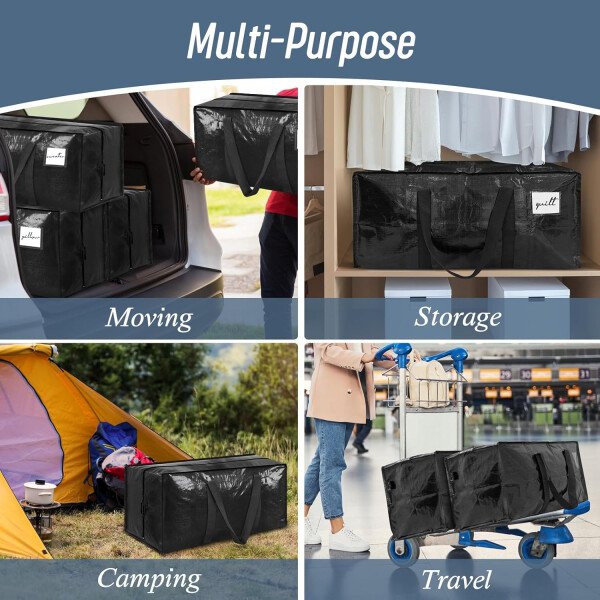 Paquete de 6 bolsas de mudanza grandes extra resistentes con cremallera fuerte y asas cómodas, bolsas de almacenamiento de ropa resistentes y duraderas, cajas de mudanza azules para suministros - Imagen 36