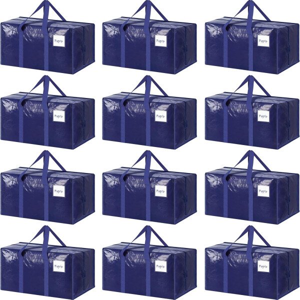 Paquete de 6 bolsas de mudanza grandes extra resistentes con cremallera fuerte y asas cómodas, bolsas de almacenamiento de ropa resistentes y duraderas, cajas de mudanza azules para suministros - Imagen 39