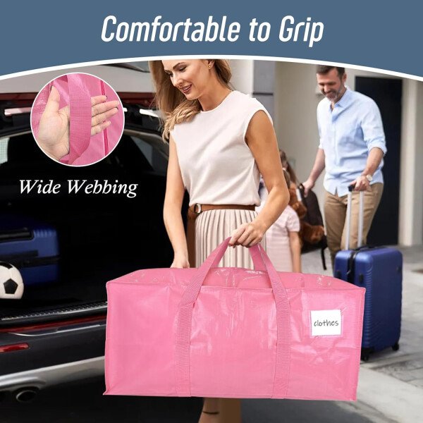Paquete de 6 bolsas de mudanza grandes extra resistentes con cremallera fuerte y asas cómodas, bolsas de almacenamiento de ropa resistentes y duraderas, cajas de mudanza azules para suministros - Imagen 46