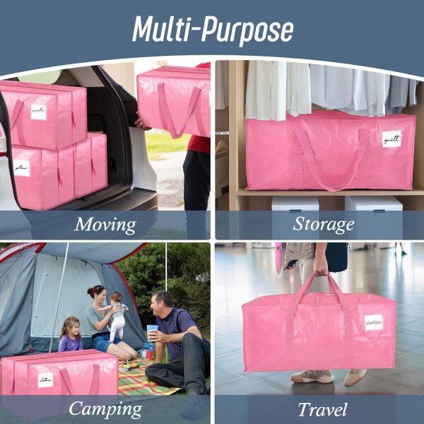 Paquete de 6 bolsas de mudanza grandes extra resistentes con cremallera fuerte y asas cómodas, bolsas de almacenamiento de ropa resistentes y duraderas, cajas de mudanza azules para suministros - Imagen 47
