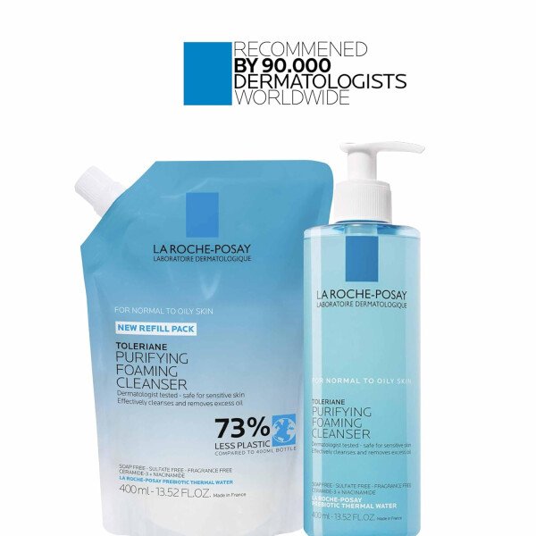 La Roche-Posay Toleriane Limpiador facial espumante purificador, niacinamida + ceramidas + agua térmica prebiótica, lavado facial sin aceite para piel grasa, limpiador de poros seguro para pieles - Image 28