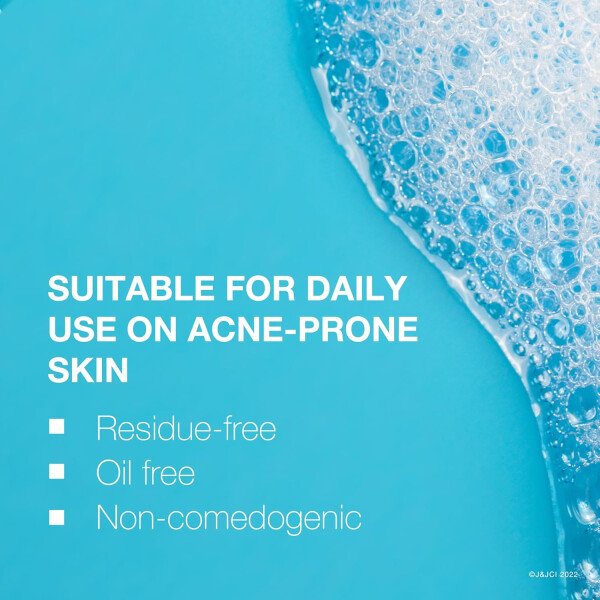 Neutrogena Lavado de acné sin aceite, limpiador facial para combatir el acné con medicina de ácido salicílico, tratamiento para el acné para la cara, no comedogénico, sin residuos, botellas de bomba - Imagen 6