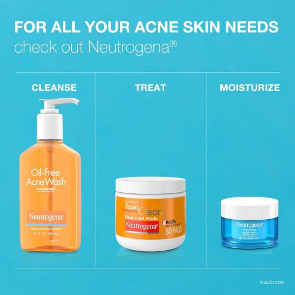 Neutrogena Lavado de acné sin aceite, limpiador facial para combatir el acné con medicina de ácido salicílico, tratamiento para el acné para la cara, no comedogénico, sin residuos, botellas de bomba - Imagen 7