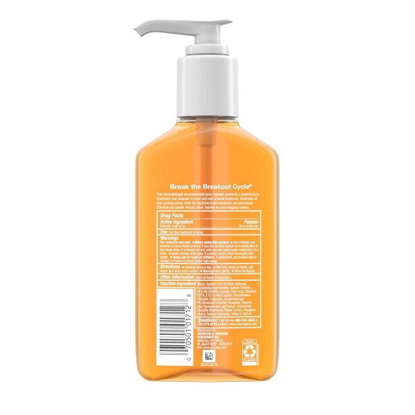 Neutrogena Lavado de acné sin aceite, limpiador facial para combatir el acné con medicina de ácido salicílico, tratamiento para el acné para la cara, no comedogénico, sin residuos, botellas de bomba - Imagen 9