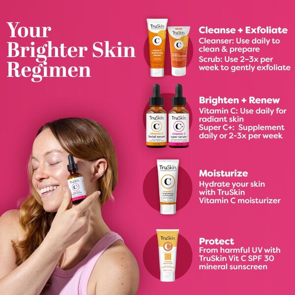 TruSkin Vitamin C-Plus Super Serum - Suero facial antiarrugas antienvejecimiento con niacinamida, retinol, ácido hialurónico y ácido salicílico, 1 onza líquida - Imagen 7