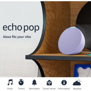Amazon Echo Pop (modelo más reciente): nuestro parlante más pequeño que se adapta a cualquier habitación (lavanda)
