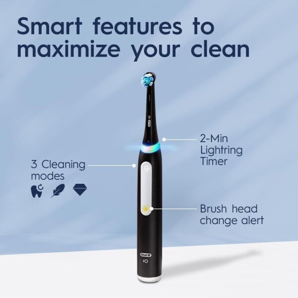 Oral-B iO Deep Clean - Cepillo de dientes eléctrico recargable con iO Series 3 Limited, 2 cabezales de cepillo y estuche de viaje, sensor de presión para proteger las encías, 3 ajustes de limpieza, - Imagen 2