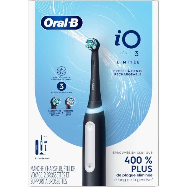 Oral-B iO Deep Clean - Cepillo de dientes eléctrico recargable con iO Series 3 Limited, 2 cabezales de cepillo y estuche de viaje, sensor de presión para proteger las encías, 3 ajustes de limpieza, - Imagen 10