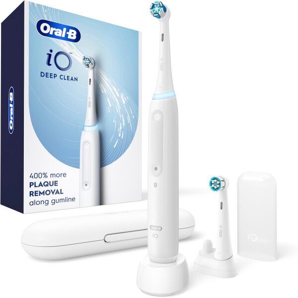 Oral-B iO Deep Clean - Cepillo de dientes eléctrico recargable con iO Series 3 Limited, 2 cabezales de cepillo y estuche de viaje, sensor de presión para proteger las encías, 3 ajustes de limpieza, - Imagen 11