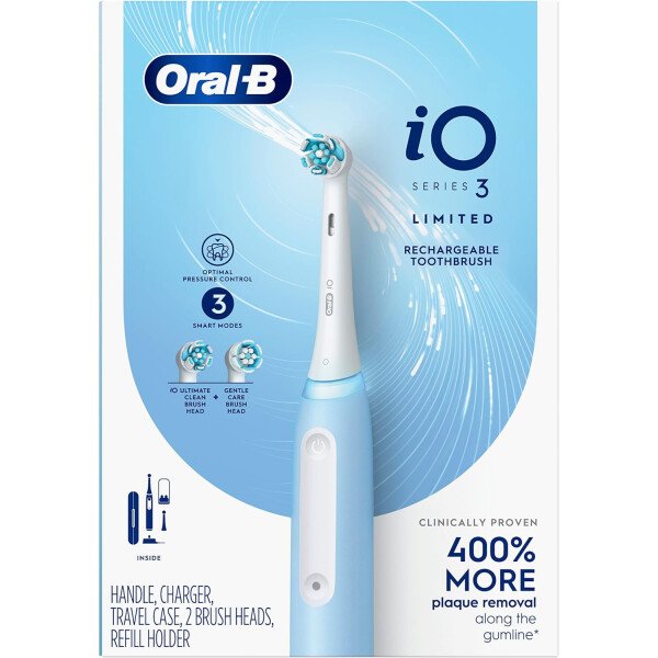 Oral-B iO Deep Clean - Cepillo de dientes eléctrico recargable con iO Series 3 Limited, 2 cabezales de cepillo y estuche de viaje, sensor de presión para proteger las encías, 3 ajustes de limpieza, - Imagen 17