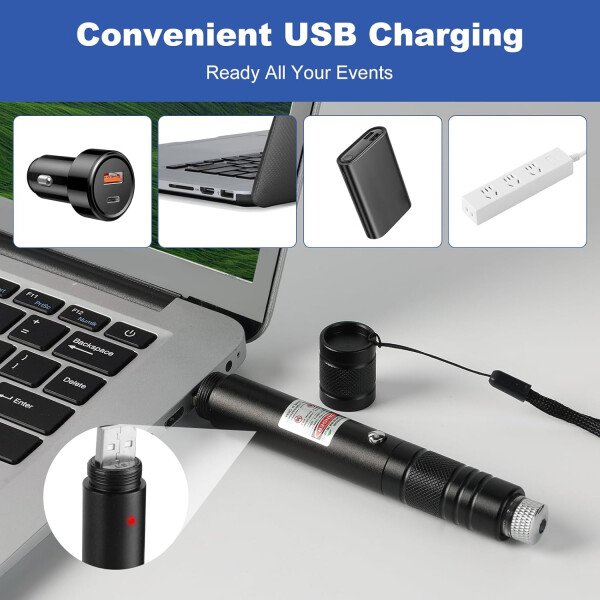 Puntero láser verde de alta potencia, haz láser recargable de largo alcance, carga USB, para senderismo, presentaciones y uso al aire libre (luz verde de grado profesional) - Image 3
