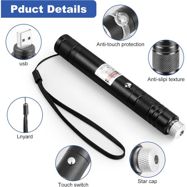 Puntero láser verde de alta potencia, haz láser recargable de largo alcance, carga USB, para senderismo, presentaciones y uso al aire libre (luz verde de grado profesional) - Image 6