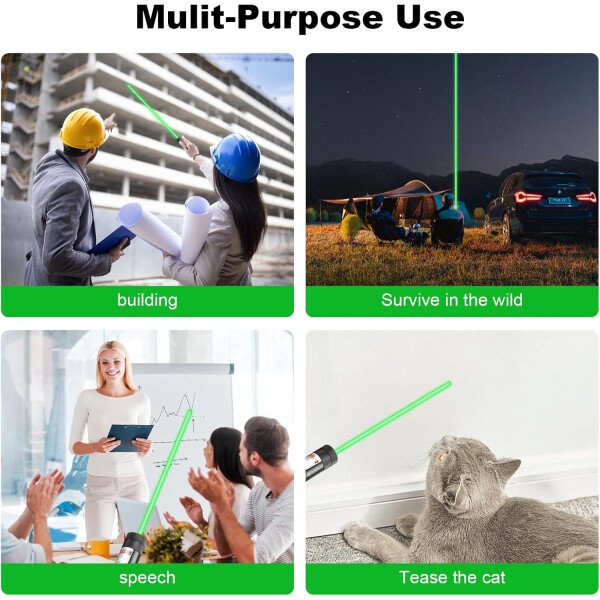 Puntero láser verde de alta potencia, haz láser recargable de largo alcance, carga USB, para senderismo, presentaciones y uso al aire libre (luz verde de grado profesional) - Image 14