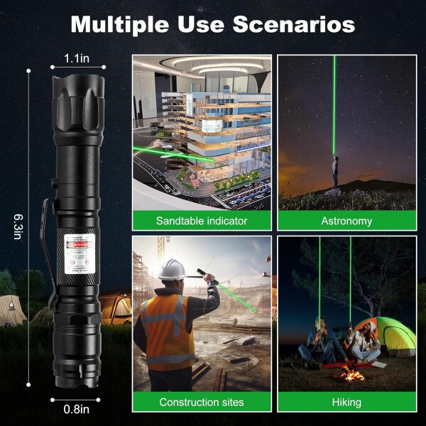 Puntero láser verde de alta potencia, haz láser recargable de largo alcance, carga USB, para senderismo, presentaciones y uso al aire libre (luz verde de grado profesional) - Image 20