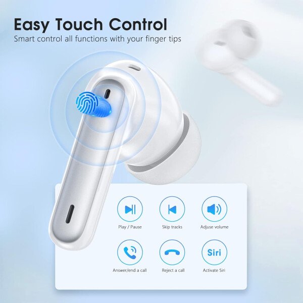 Auriculares inalámbricos Bluetooth 5.3, 40 horas de reproducción con pantalla LED, graves profundos estéreo y cancelación de ruido, auriculares Bluetooth IP7 impermeables para iPhone Android, gris - Image 21