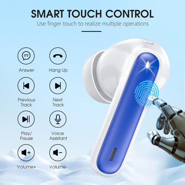 Auriculares inalámbricos Bluetooth 5.3, 40 horas de reproducción con pantalla LED, graves profundos estéreo y cancelación de ruido, auriculares Bluetooth IP7 impermeables para iPhone Android, gris - Image 28
