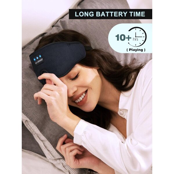 LC-dolida Auriculares para dormir, máscara de dormir 3D Bluetooth inalámbrica con música, audífonos para dormir de lado, máscara de dormir con auriculares Bluetooth altavoces estéreo ultrafinos - Image 4