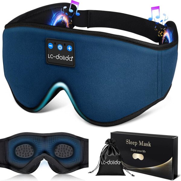 LC-dolida Auriculares para dormir, máscara de dormir 3D Bluetooth inalámbrica con música, audífonos para dormir de lado, máscara de dormir con auriculares Bluetooth altavoces estéreo ultrafinos - Image 8