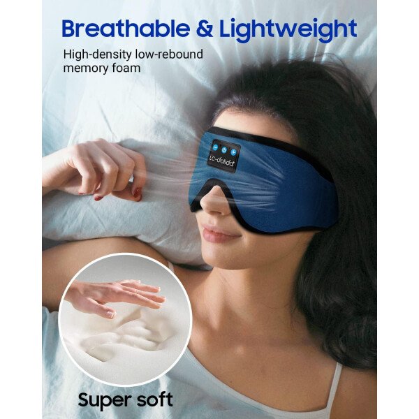LC-dolida Auriculares para dormir, máscara de dormir 3D Bluetooth inalámbrica con música, audífonos para dormir de lado, máscara de dormir con auriculares Bluetooth altavoces estéreo ultrafinos - Image 11