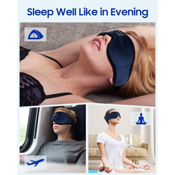 LC-dolida Auriculares para dormir, máscara de dormir 3D Bluetooth inalámbrica con música, audífonos para dormir de lado, máscara de dormir con auriculares Bluetooth altavoces estéreo ultrafinos - Image 12