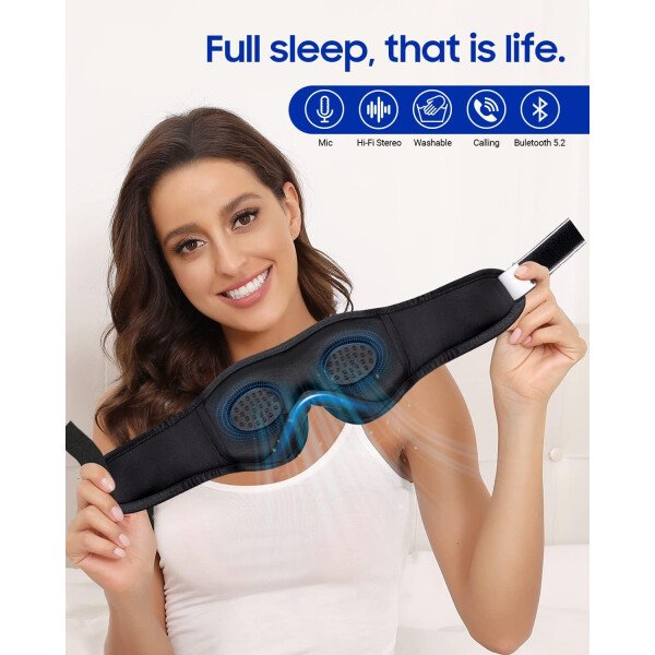 LC-dolida Auriculares para dormir, máscara de dormir 3D Bluetooth inalámbrica con música, audífonos para dormir de lado, máscara de dormir con auriculares Bluetooth altavoces estéreo ultrafinos - Image 14