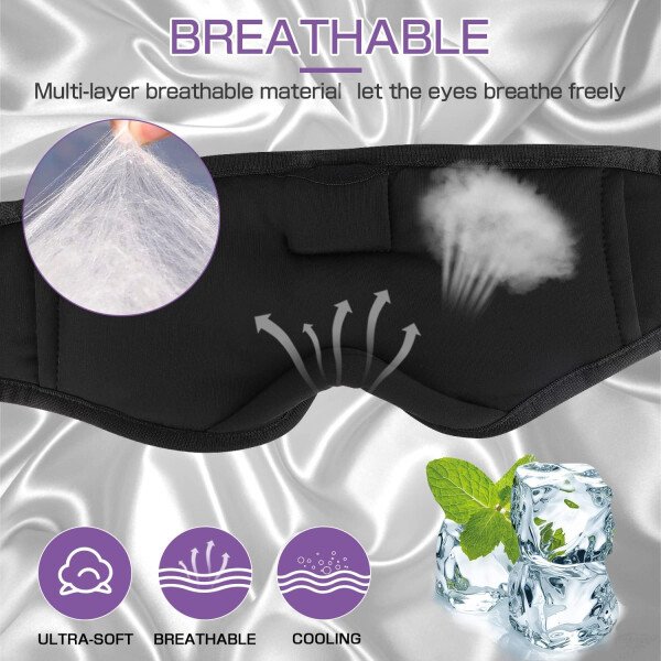LC-dolida Auriculares para dormir, máscara de dormir 3D Bluetooth inalámbrica con música, audífonos para dormir de lado, máscara de dormir con auriculares Bluetooth altavoces estéreo ultrafinos - Image 18