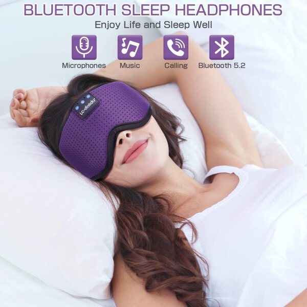 LC-dolida Auriculares para dormir, máscara de dormir 3D Bluetooth inalámbrica con música, audífonos para dormir de lado, máscara de dormir con auriculares Bluetooth altavoces estéreo ultrafinos - Image 20