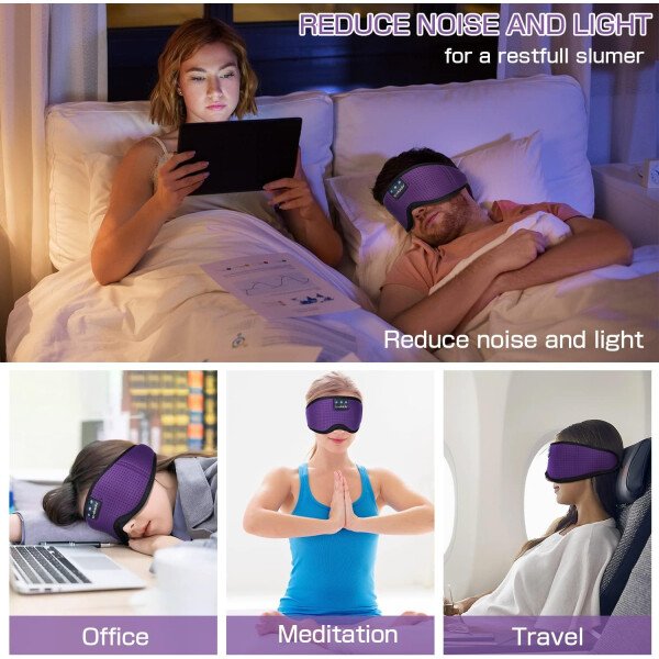 LC-dolida Auriculares para dormir, máscara de dormir 3D Bluetooth inalámbrica con música, audífonos para dormir de lado, máscara de dormir con auriculares Bluetooth altavoces estéreo ultrafinos - Image 22